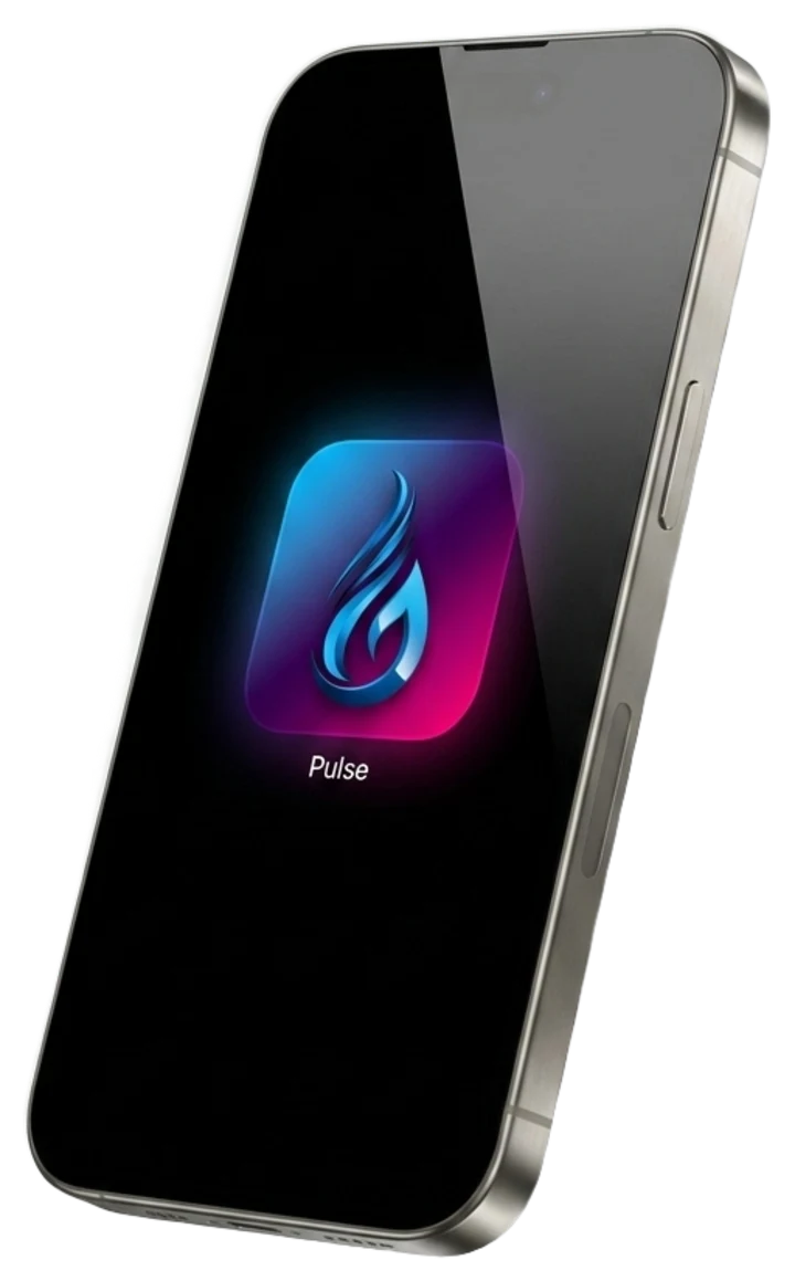 The Ghydion Pulse app shown on an iPhone